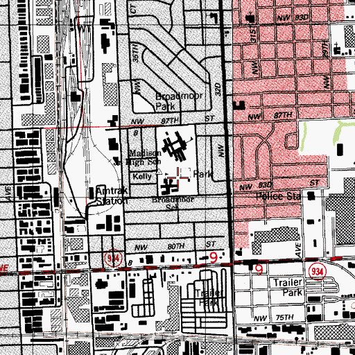 Topographic Map of Broadmoor Elementary School, FL