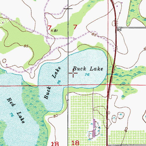 Topographic Map of Buck Lake, FL