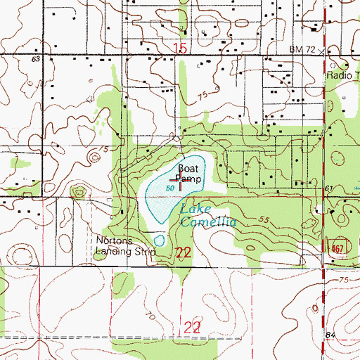 Topographic Map of Camellia Lake, FL