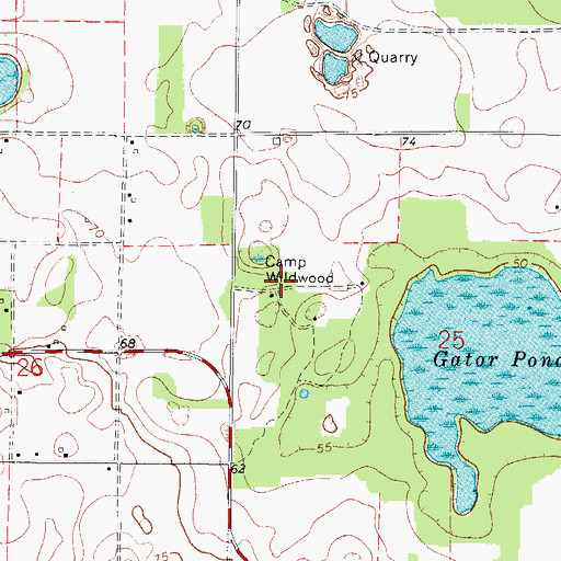Topographic Map of Camp Wildwood, FL