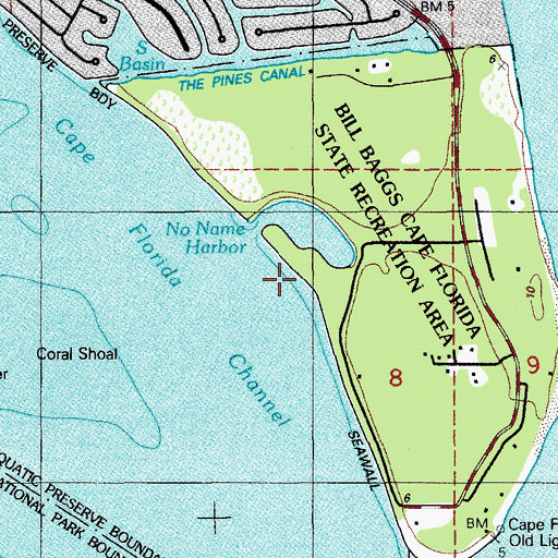 Topographic Map of Cape Florida Channel, FL