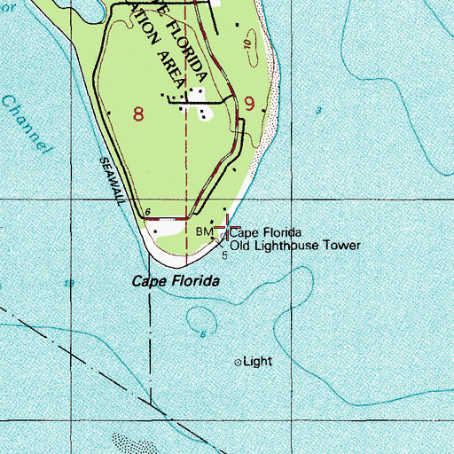 Topographic Map of Cape Florida Light, FL