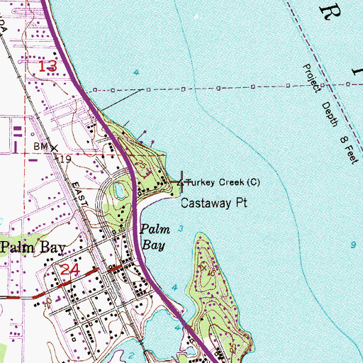 Topographic Map of Castaway Point, FL