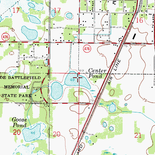 Topographic Map of Center Pond, FL