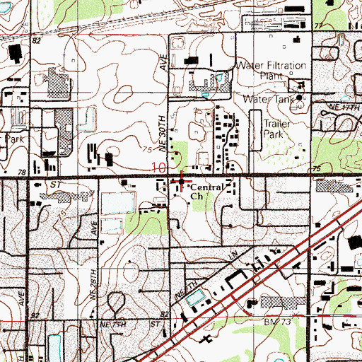 Topographic Map of Central Christian Church, FL