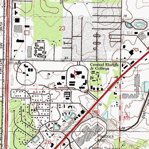 Topographic Map of College of Central Florida, FL