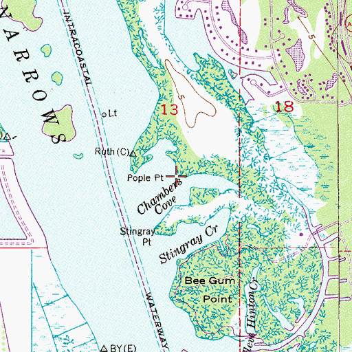 Topographic Map of Chambers Cove, FL