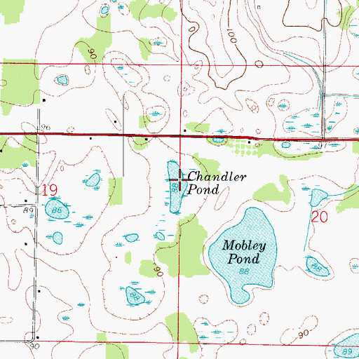 Topographic Map of Chandler Pond, FL