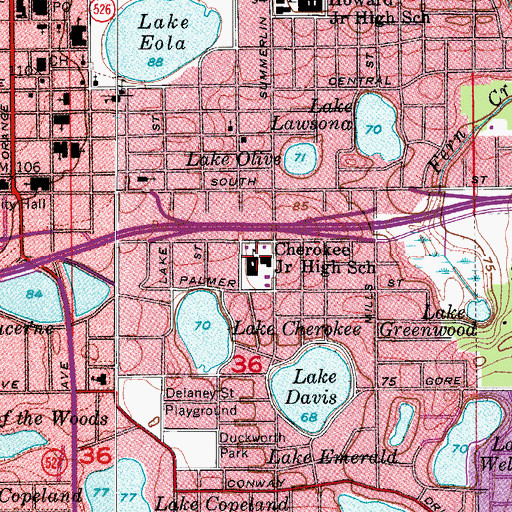 Topographic Map of Cherokee Junior High School, FL