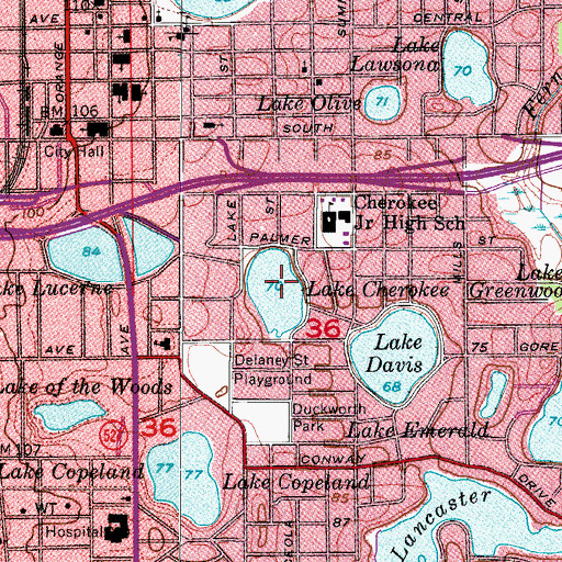Topographic Map of Lake Cherokee, FL