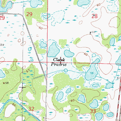 Topographic Map of Clark Prairie, FL