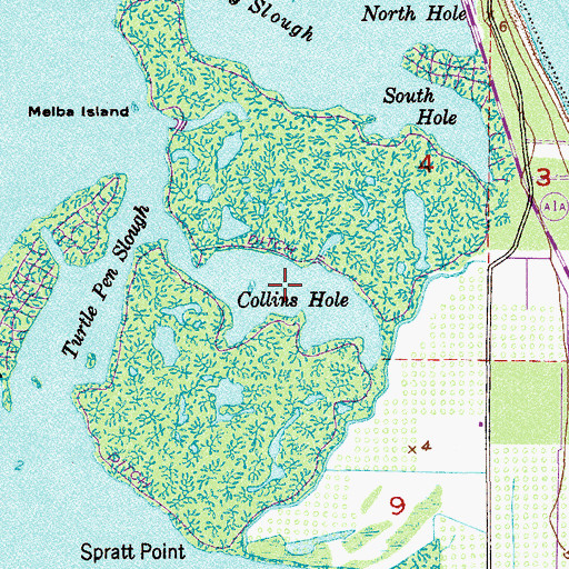 Topographic Map of Collins Hole, FL