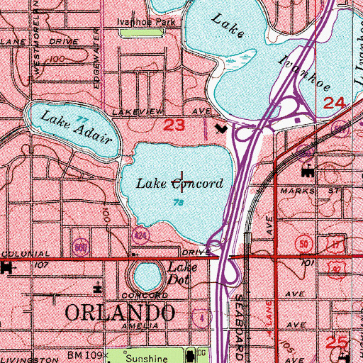 Topographic Map of Lake Concord, FL