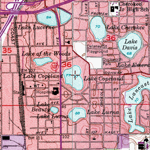 Topographic Map of Lake Copeland, FL