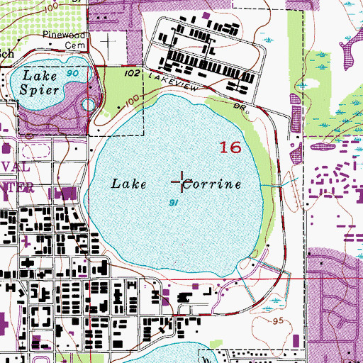 Topographic Map of Lake Corrine, FL