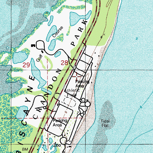 Topographic Map of Crandon County Park, FL