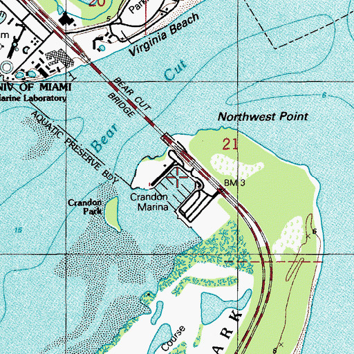 Topographic Map of Crandon Marina, FL
