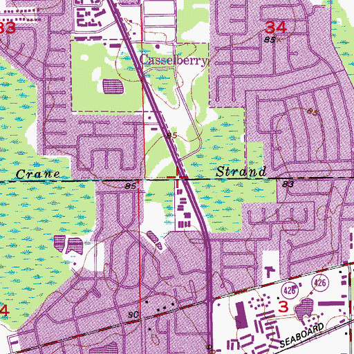 Topographic Map of Crane Strand, FL