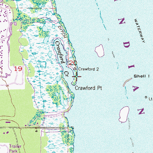 Topographic Map of Crawford Point, FL