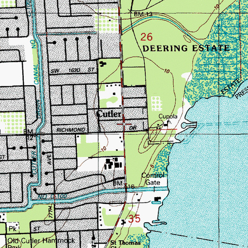 Topographic Map of Cutler, FL