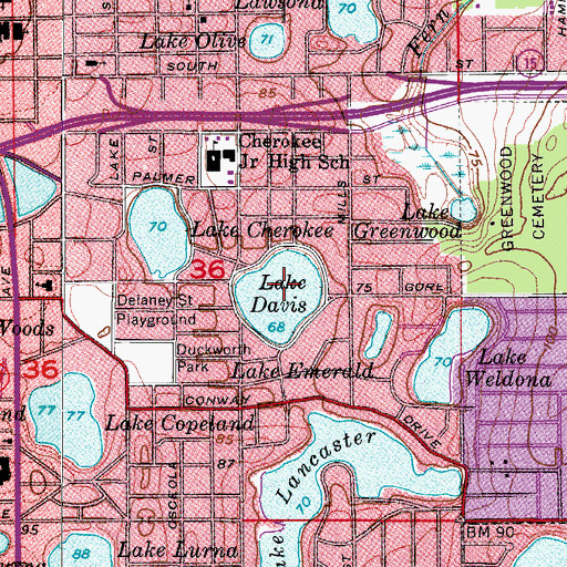 Topographic Map of Lake Davis, FL
