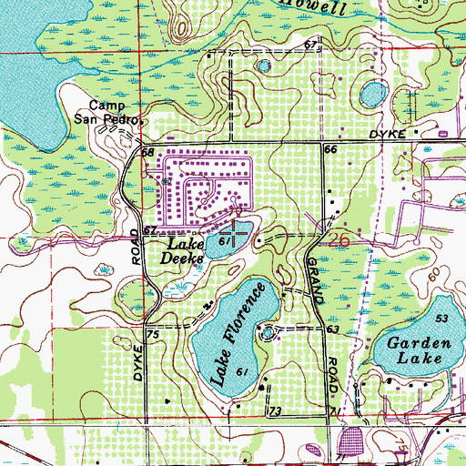 Topographic Map of Lake Deeks, FL