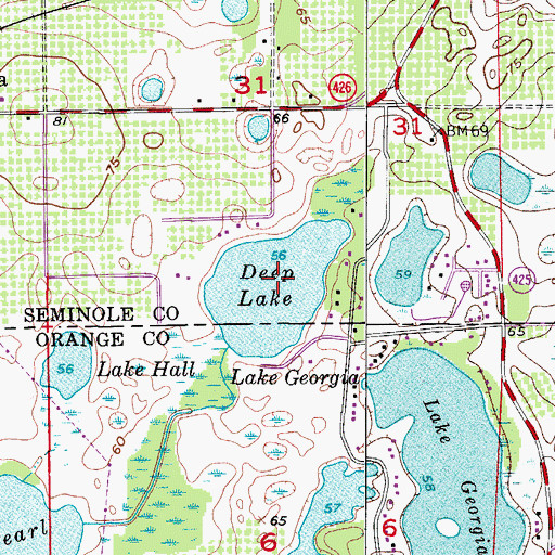 Topographic Map of Deep Lake, FL