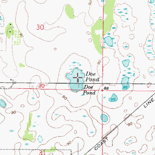 Topographic Map of Doe Pond, FL