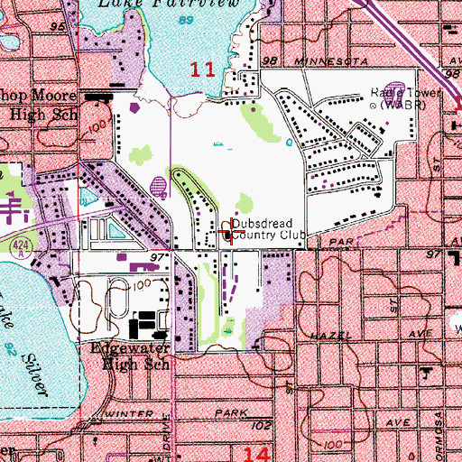 Topographic Map of Dubsdread Country Club, FL
