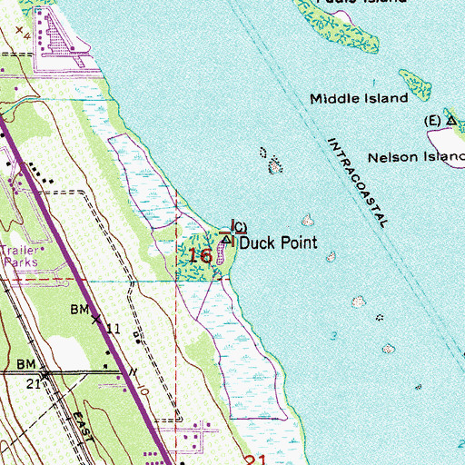 Topographic Map of Duck Point, FL