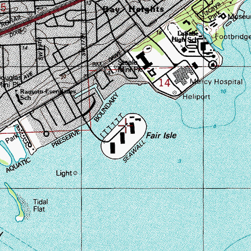 Topographic Map of Grove Isle, FL