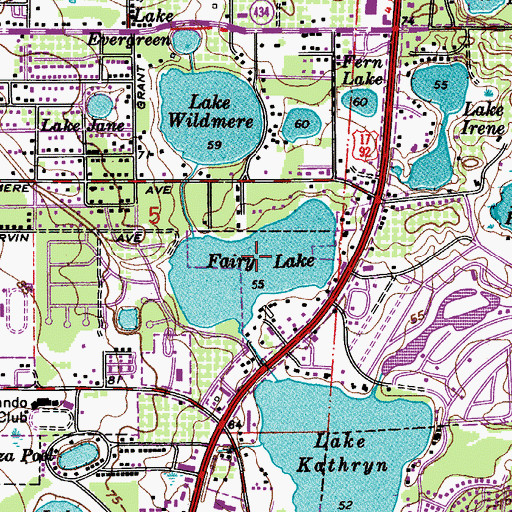 Topographic Map of Lake Fairy, FL