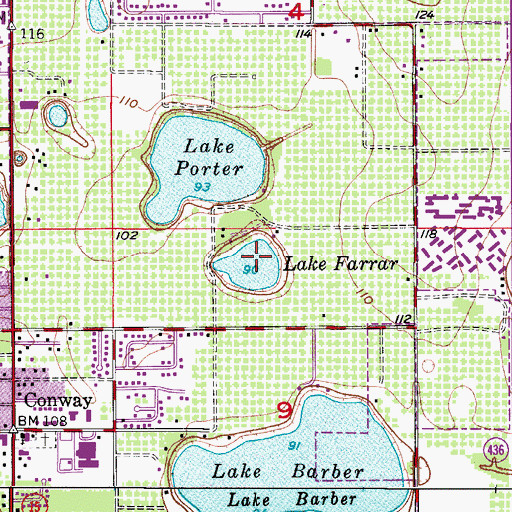 Topographic Map of Lake Farrar, FL