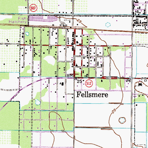 Topographic Map of Fellsmere, FL