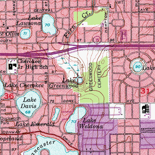 Topographic Map of Fern Creek, FL