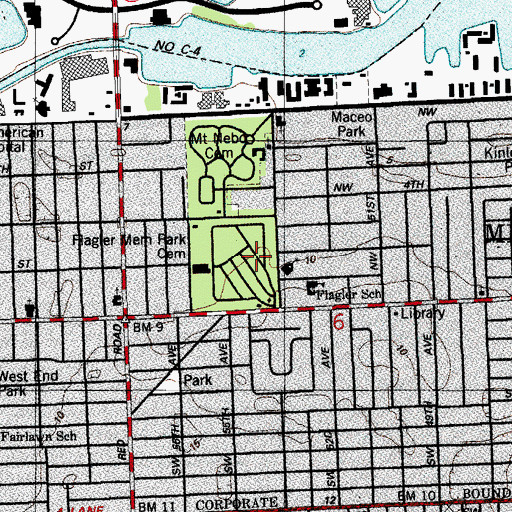 Topographic Map of Flagler Memorial Park, FL