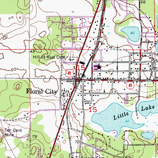 Topographic Map of Floral City, FL