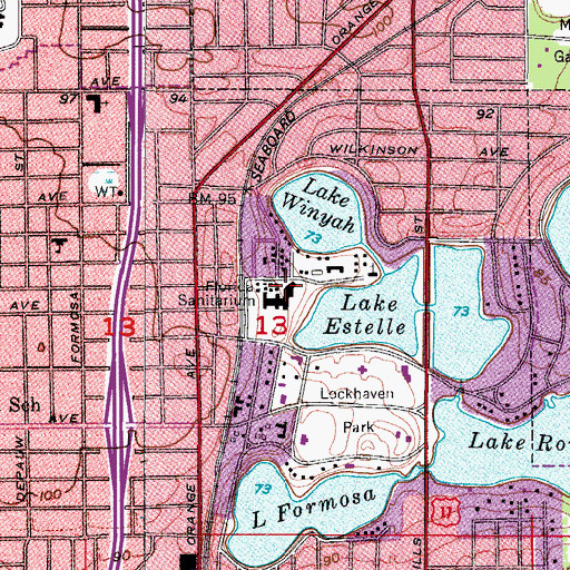Topographic Map of Florida Sanitarium, FL