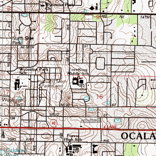 Topographic Map of Fort King Middle School, FL