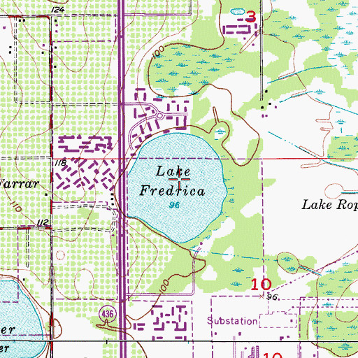 Topographic Map of Lake Fredrica, FL