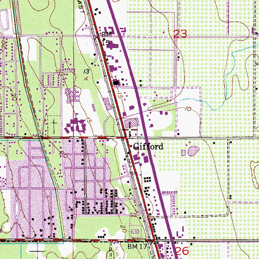 Topographic Map of Gifford, FL