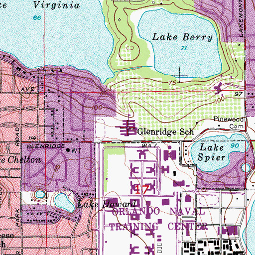 Topographic Map of Glenridge School, FL