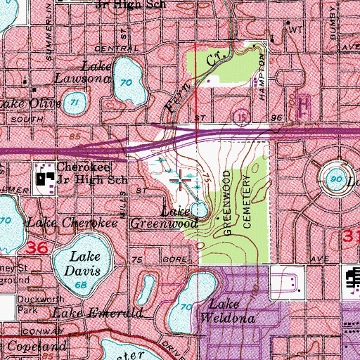 Topographic Map of Lake Greenwood, FL