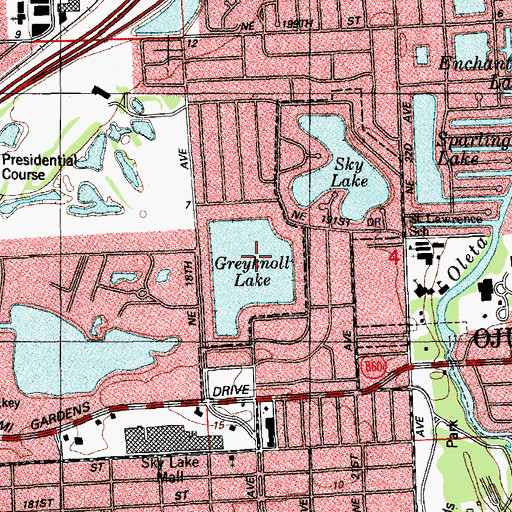 Topographic Map of Greyknoll Lake, FL
