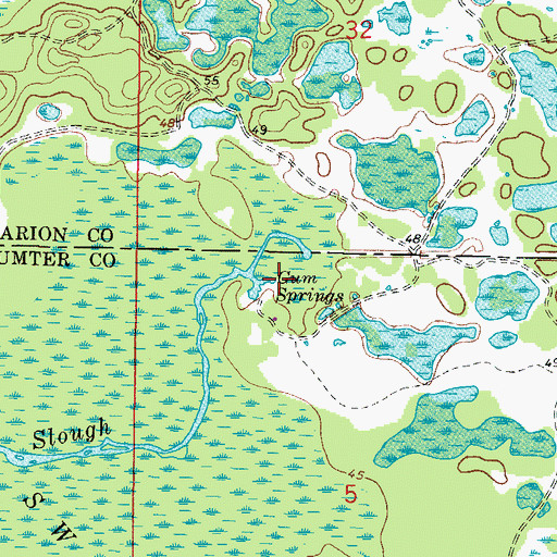 Topographic Map of Gum Springs, FL