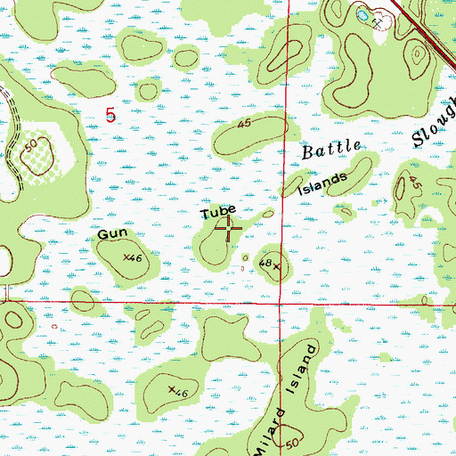 Topographic Map of Gun Tube Islands, FL