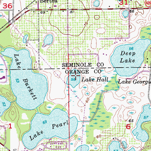 Topographic Map of Lake Hall, FL