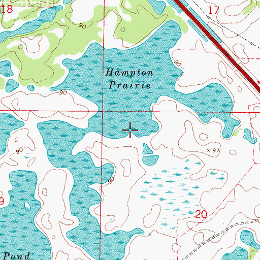 Topographic Map of Hampton Prairie, FL
