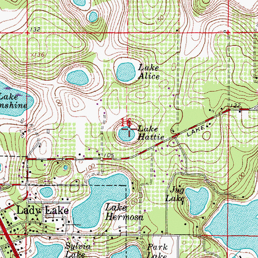 Topographic Map of Lake Hattie, FL