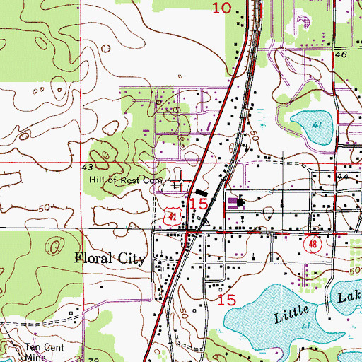 Topographic Map of Hill of Rest Cemetery, FL